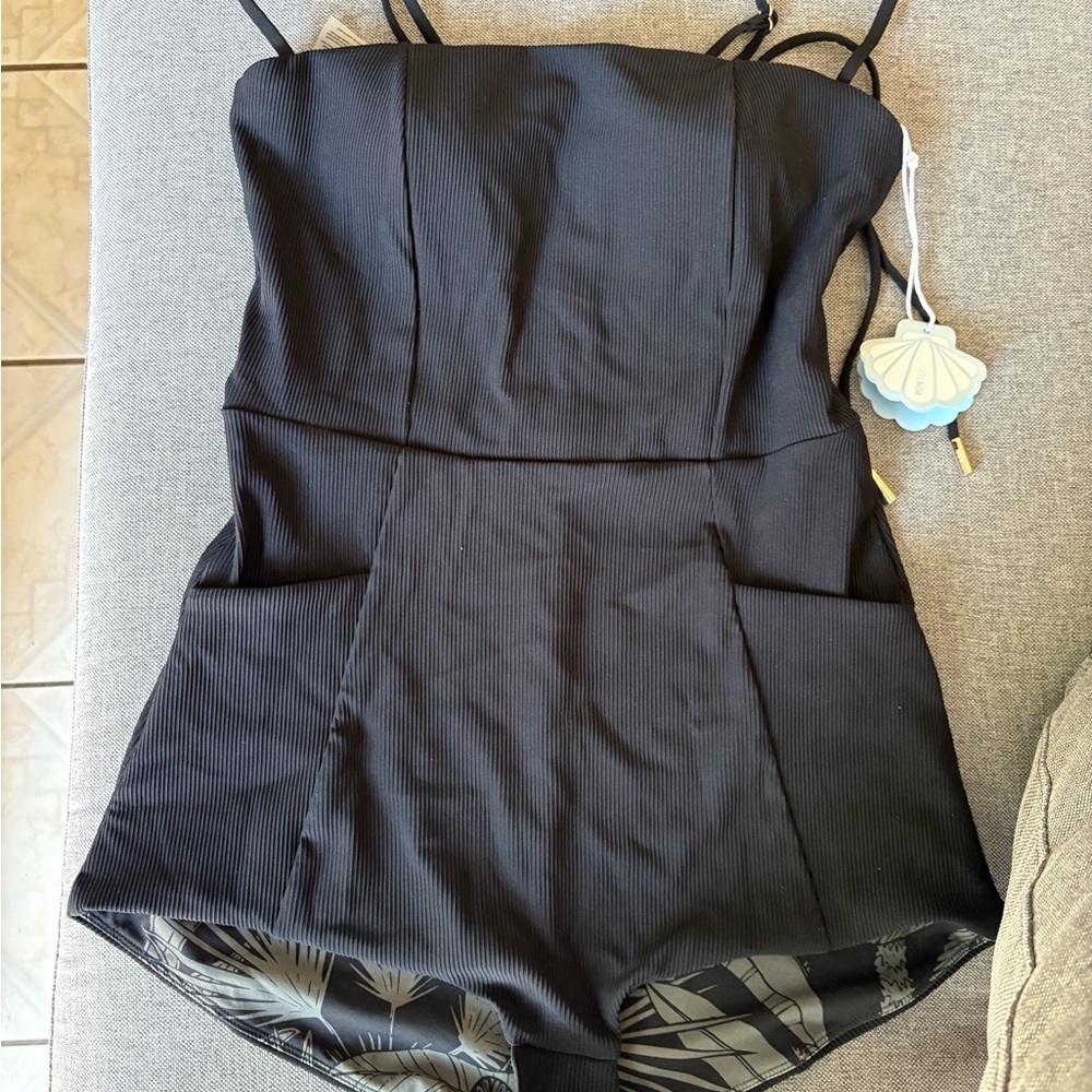 POPFLEX Black One Piece Swimsuit w/ pockets Jumpsuit